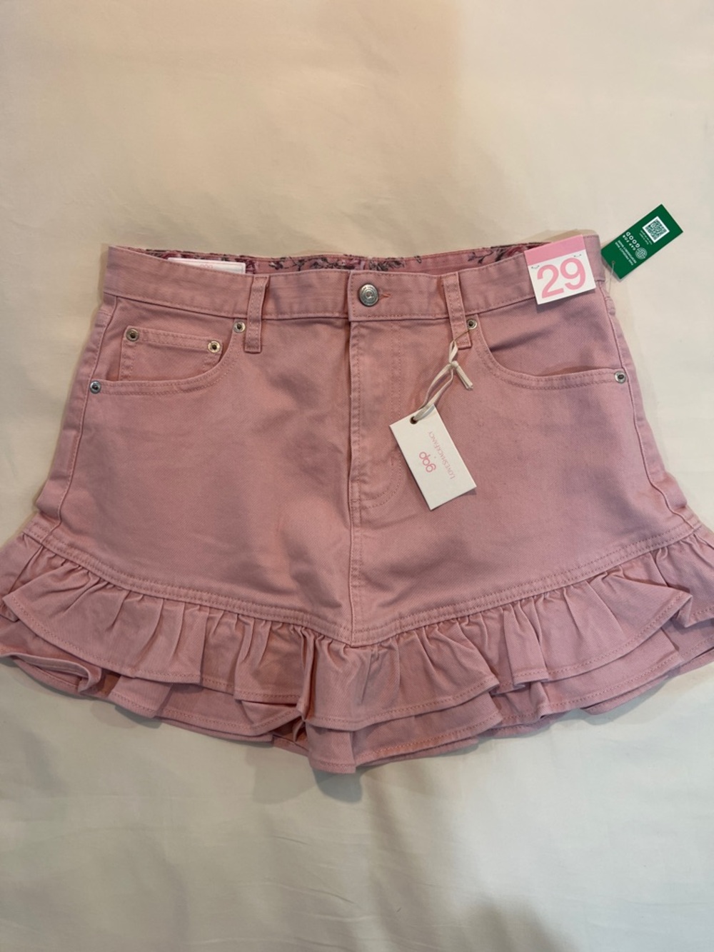 Gap X LoveShackFancy Women’s Pink Ruffle Denim Skirt